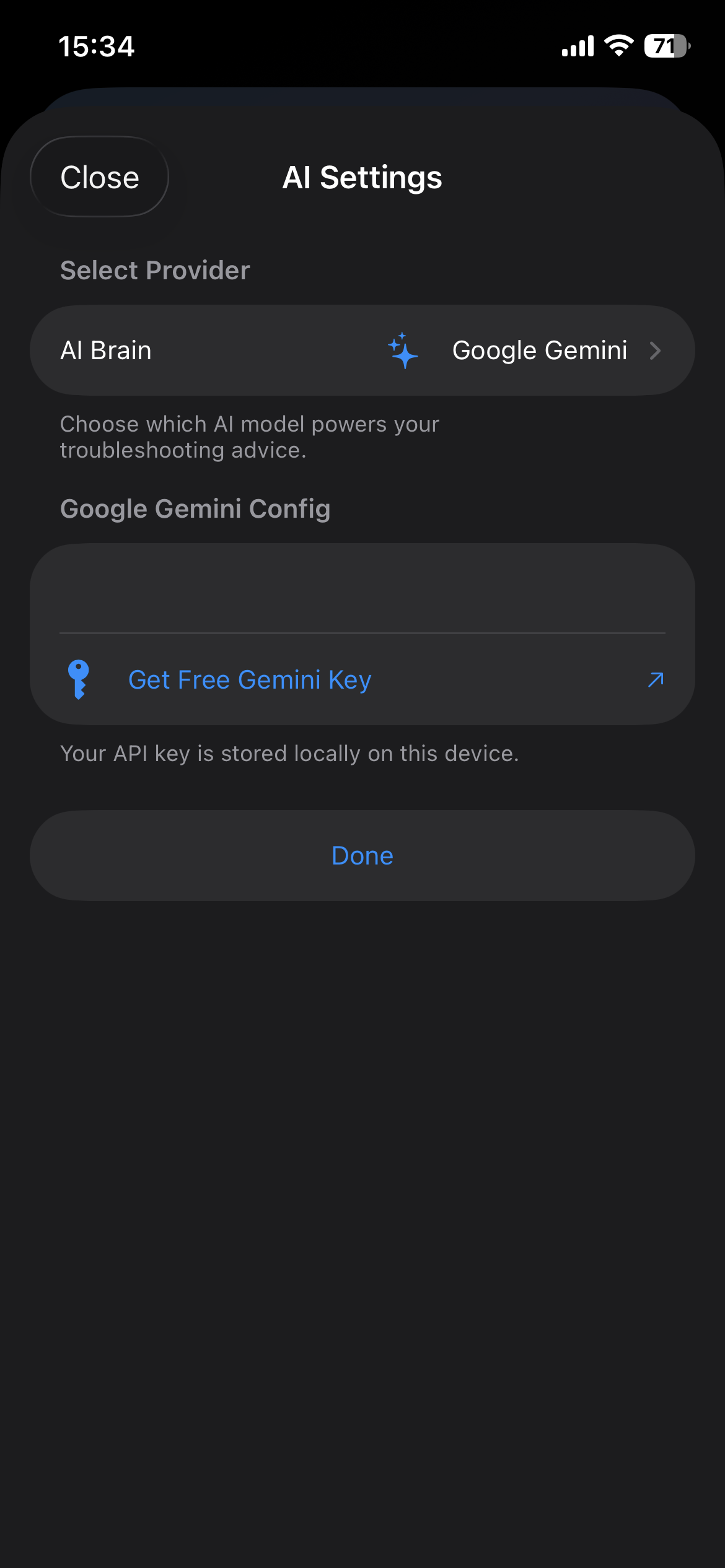 AI brain provider selection