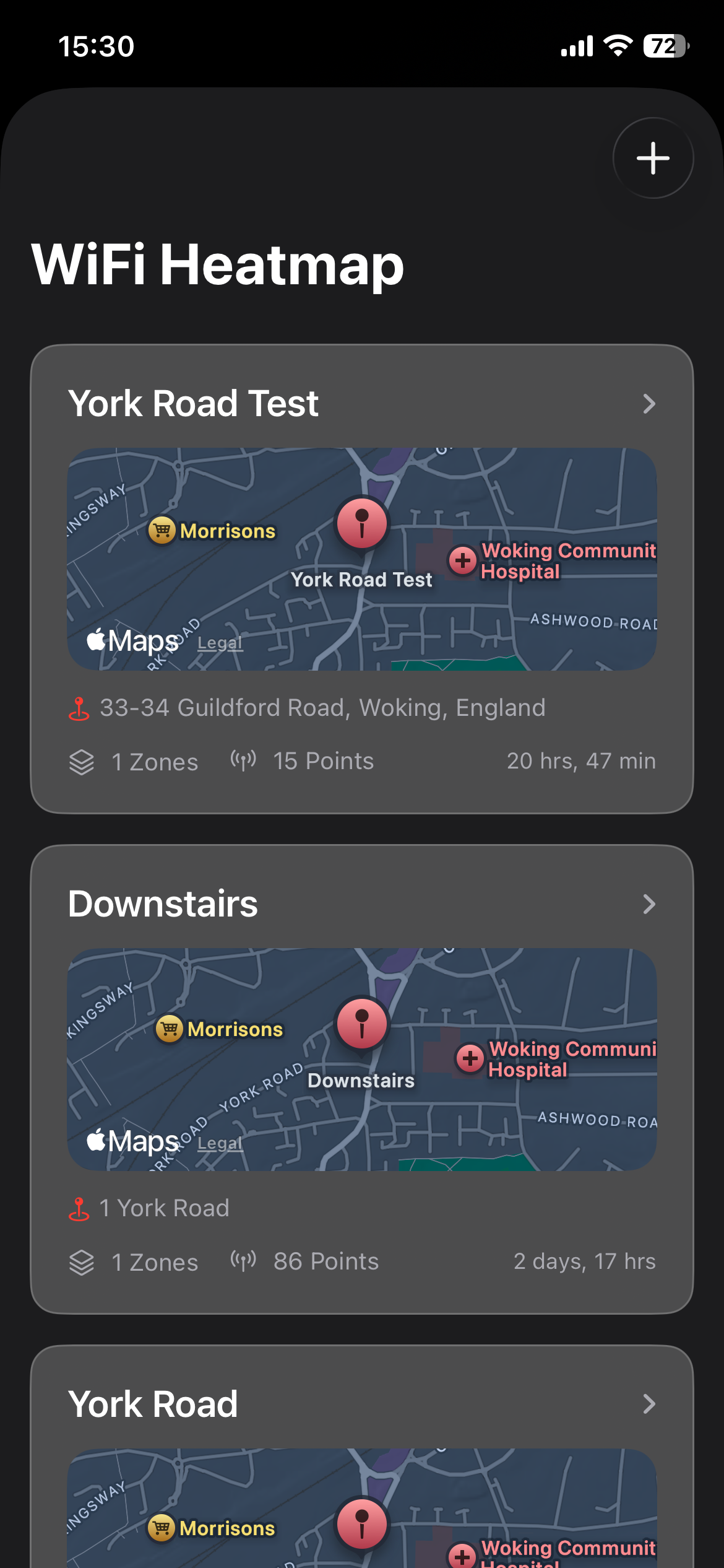 Wi-Fi-Go Heatmap Projects list — manage multiple locations and signal surveys