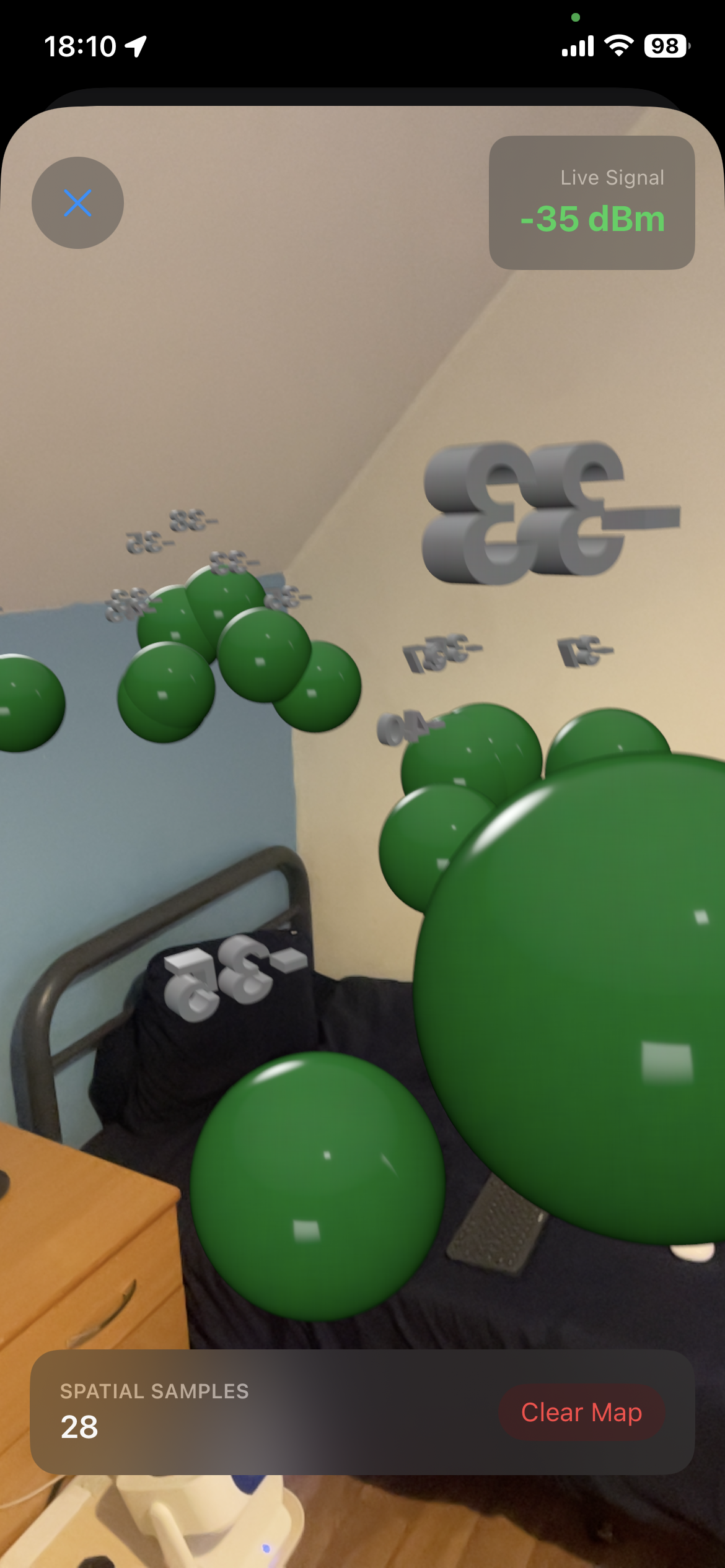 AR Space Walkthrough — Wi-Fi signal bubbles in 3D space